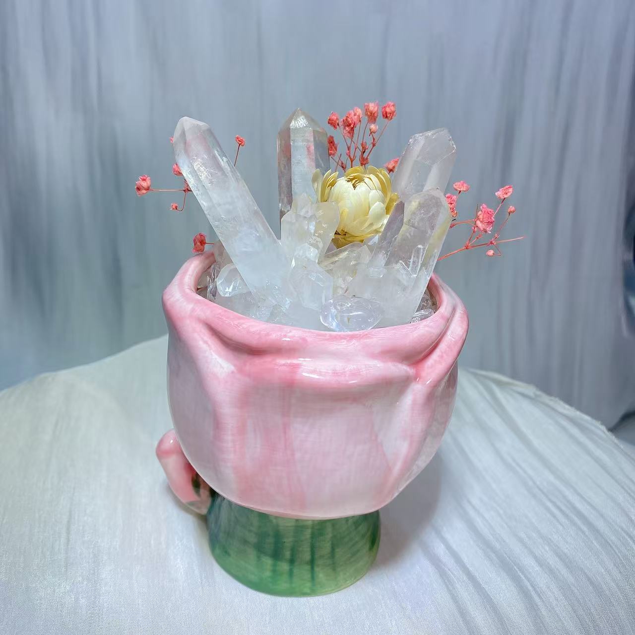 白水晶クリスタル盆栽|天然水晶クラスター