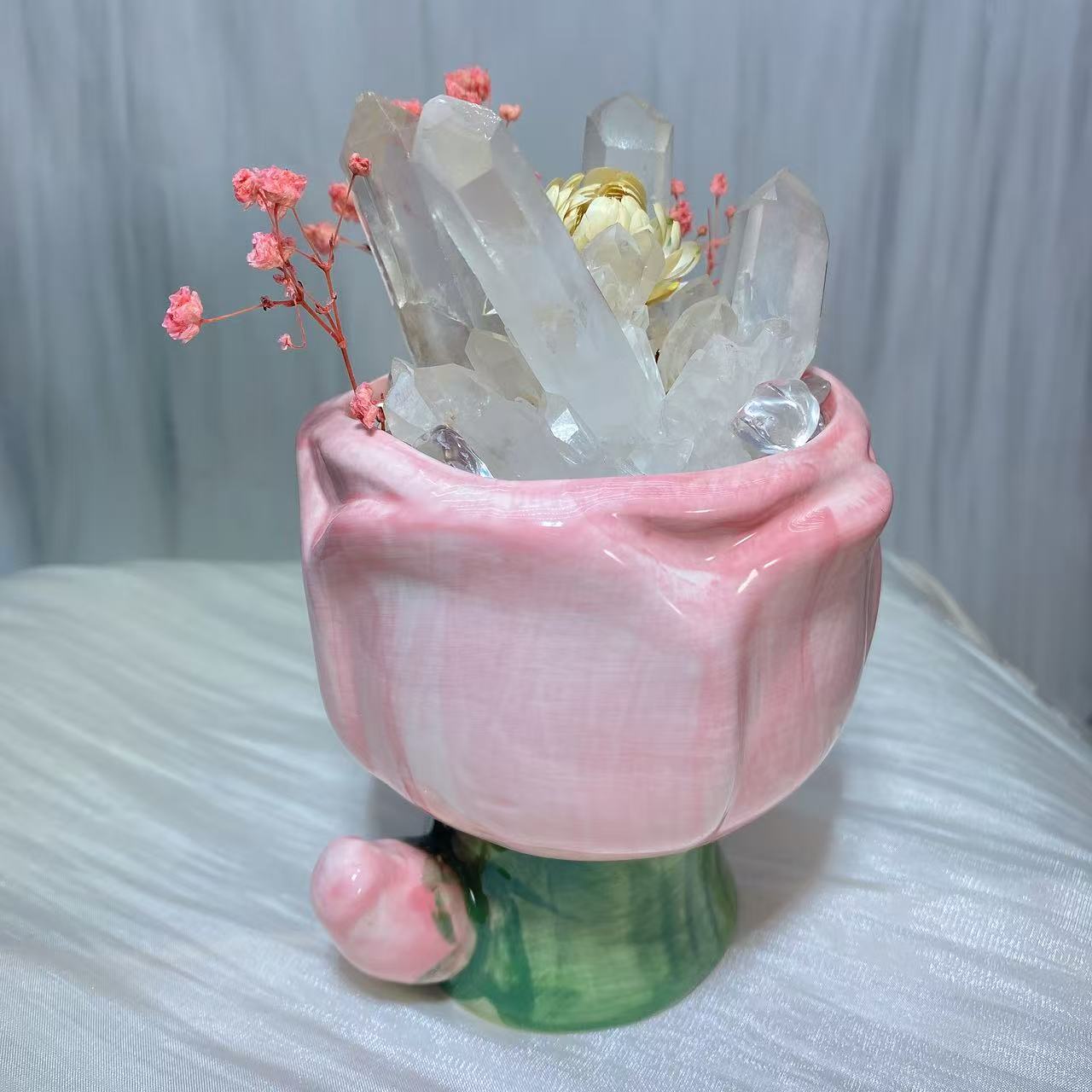 白水晶クリスタル盆栽｜天然水晶クラスター
