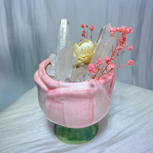 白水晶クリスタル盆栽｜天然水晶クラスター